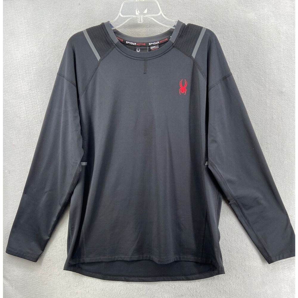 Spyder Active Shirt Mens L Black Base Layer Pullover Long Sleeve Outdoor Stretch